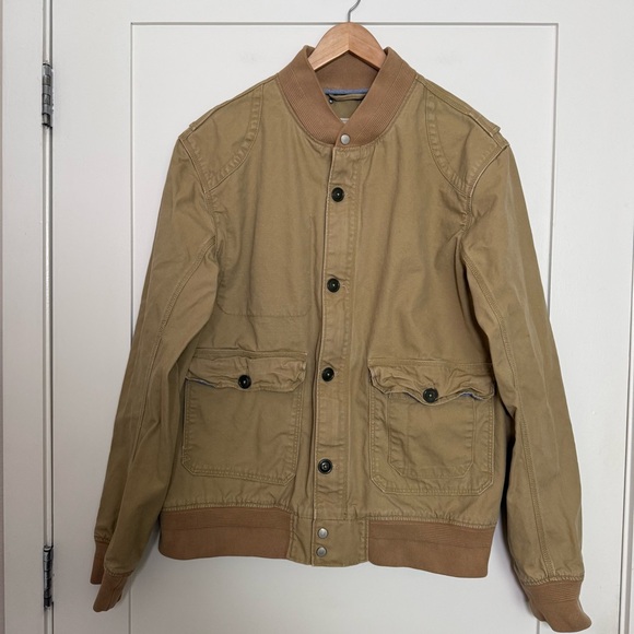 Levi's Bomber Jacket Mens Sz XL Tan Canvas Full Zip Button Mechanics 1155-1-8-73